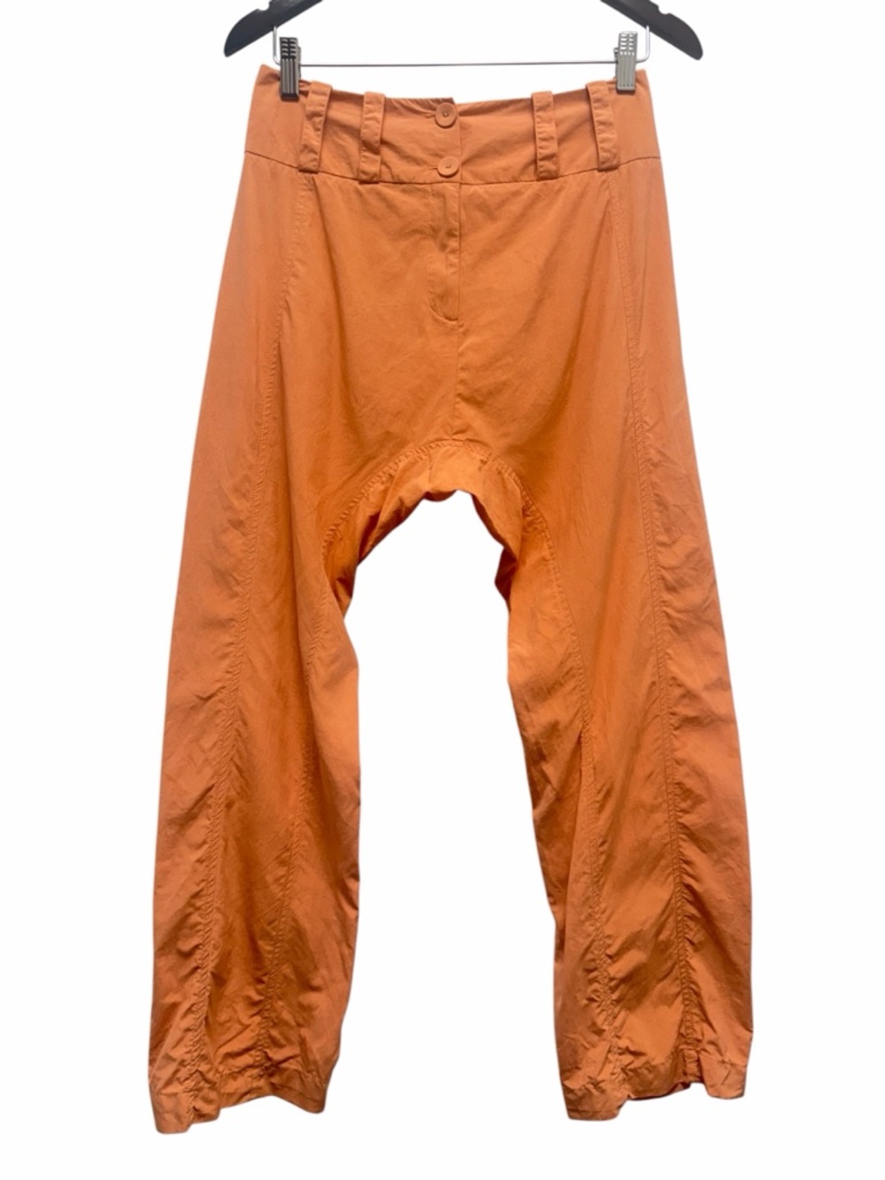 Erre Silk Drop Crotch Pintuck Coral Orange Pant Size 34